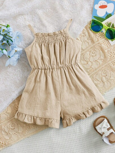 Baby Girl Ruffles Strap Romper, Comfortable, Cute, Lovely, Suitable For Summer