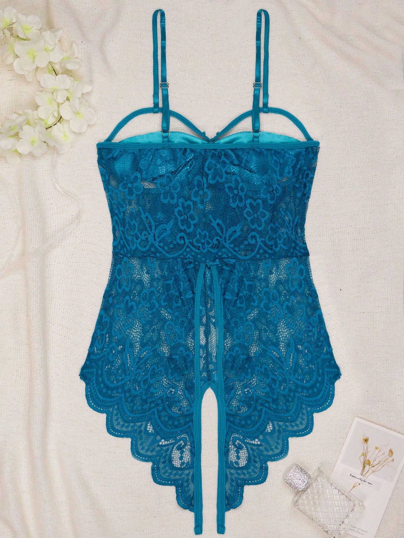 1pc Women's Sexy Lingerie Lace Sheer Open Crotch Bodysuit
