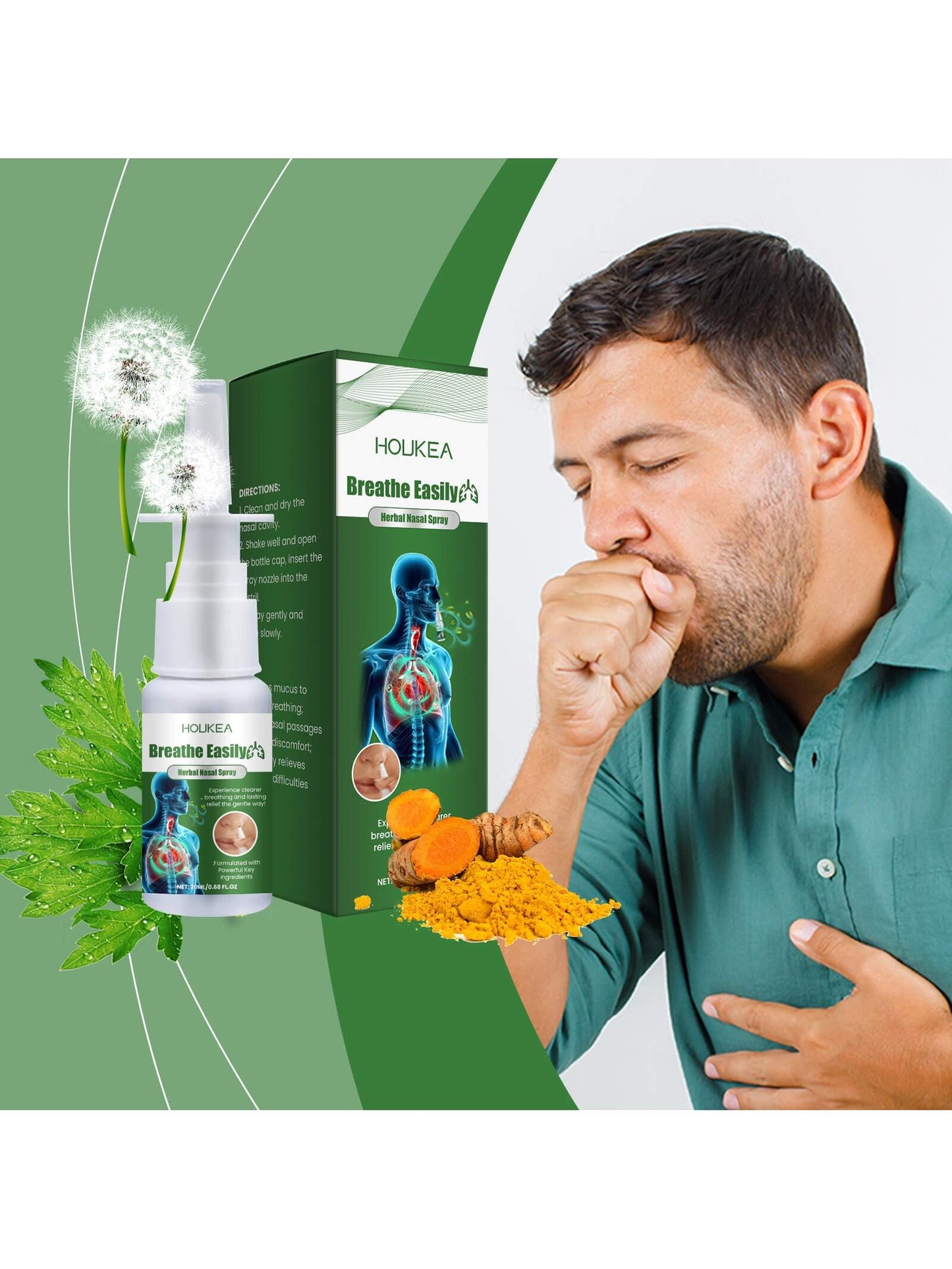 Houkea Herbal Nasal Spray Relieves Nasal Irritation Gentle Ingredients Cleansing Herbal Nasal Spray