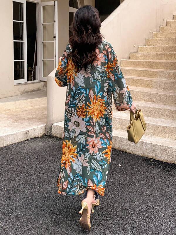 DAZY Floral Print Open Front Kimono Summer,Beach Women Outfits