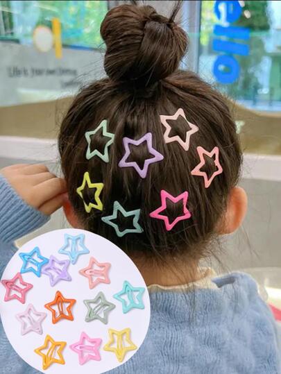 10/12/20pcs Colorful Five-Pointed Star Hair Clips, Cute Hair Accessories For Little Girls, Suitable For Students, Party And Gathering