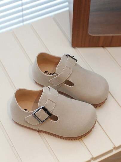 1pair Round Toe Non-Slip Soft Sole Hook And Loop Casual Flat Shoes For Boys Girls, Suitable For Student Daily Wear In Spring And Autumn