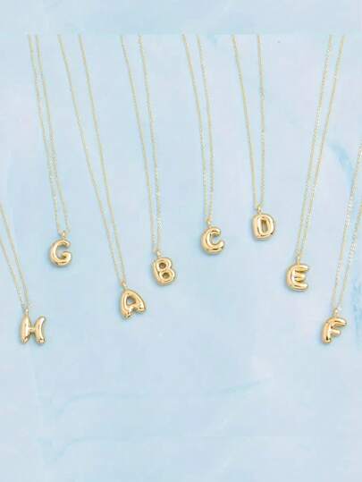 suteyi 1pc Minimalist Gold-Plated Balloon Letter Pendant Necklace, 26 English Alphabet Letters Necklace, Birthday Gift