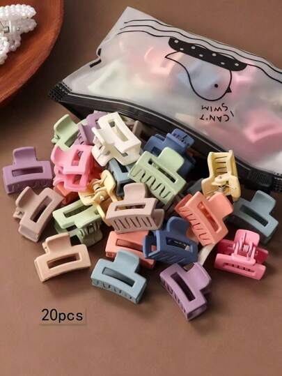 Random Color 20pcs Matte Finish Cute Hair Clips , Perfect For Daily Use