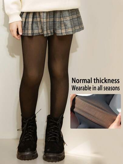 1pc Children's Sheer Tights Black See-Through Elastic Breathable Leggings, 4-Seasons Wear For Girls