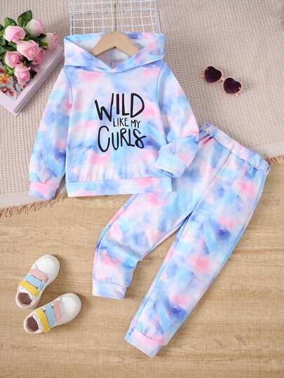 2pcs Young Girl Casual Colorblock Letter Print Long Sleeve Top And Pants Set, Autumn/Winter