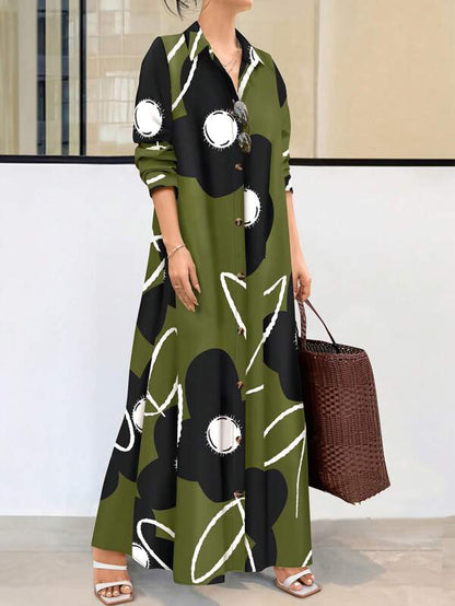 SHEIN LUNE Women's Random Printed Dress Maxi Women Outfit