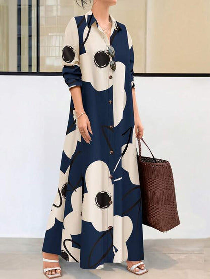 SHEIN LUNE Women's Random Printed Dress Maxi Women Outfit
