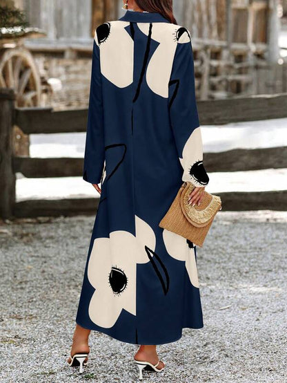 SHEIN LUNE Women's Random Printed Dress Maxi Women Outfit