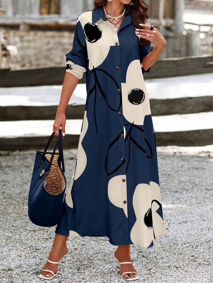 SHEIN LUNE Women's Random Printed Dress Maxi Women Outfit