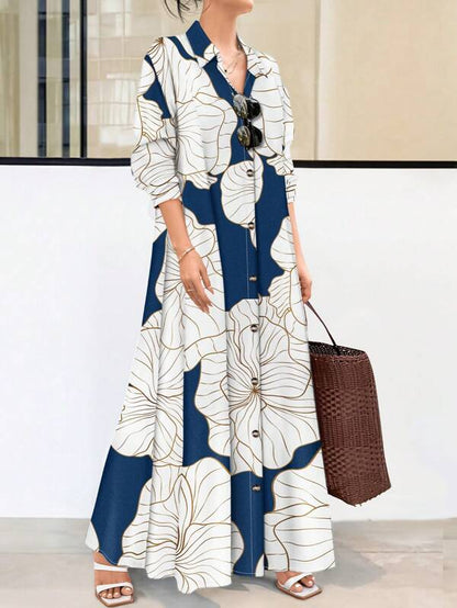 SHEIN LUNE Women's Random Printed Dress Maxi Women Outfit