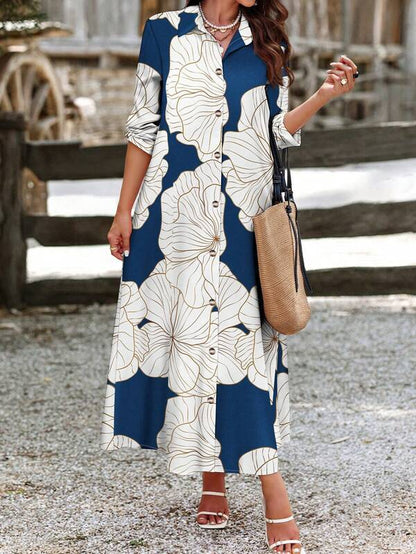 SHEIN LUNE Women's Random Printed Dress Maxi Women Outfit