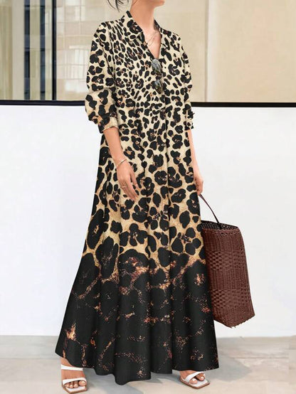 SHEIN LUNE Women's Random Printed Dress Maxi Women Outfit