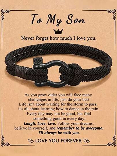 1pc Bracelet From Mother To Son With Inspirational Love Quote, Birthday/Graduation Gift From Parents, Thanksgiving/Christmas Gift For 14-16 Years Old Son