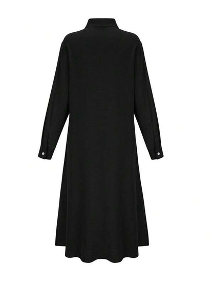 Women's Casual Solid Color Long Sleeve Single-Breasted Elegant Shirt Dress
