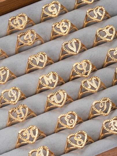 1 Pc Retro Style Children's 26 Initials Ring Is The Most Suitable Customized Gift For Comme