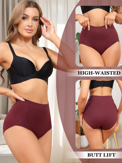 4-Pack Multi Color Women Tummy Control Underwear High Waisted Seamless Panties No Show Postpartum Briefs S-XXL