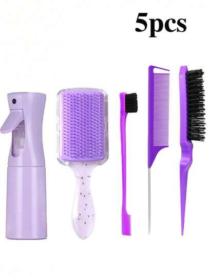 1/2/3/4/5/6/7/9/12pcs Hair Brush Set, (6.8 Oz/200ml) Continuous Fine Mist Spray Bottle, Suitable For Adult And Girl Hair Unicorn Cartoon Detangling Brush, Teasing Brush, For Hairstyling, Hairdresser