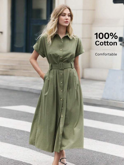 BizChic Elegant Black Short Sleeve Maxi Shirt Dress With Flared Hem And Comfort Fit Black Dress Women Black Midi Dress Short Sleeve Dress