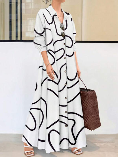 SHEIN LUNE Women's Random Printed Dress Maxi Women Outfit