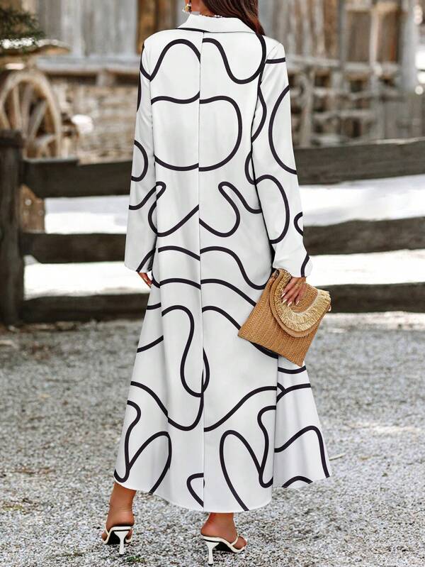 SHEIN LUNE Women's Random Printed Dress Maxi Women Outfit