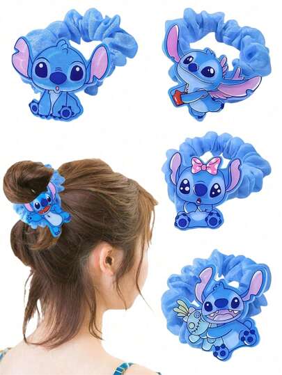 Disney 1/5pcs Disney Stitch Acrylic Mullet Elastic Hair Tie, Cute Hair Tie Accessories For Girls