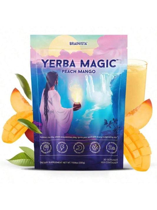 Peach Mango Infused Yerba Mate Instant Tea | Yerba Magic's 30-Serving Powder (1 Pack)