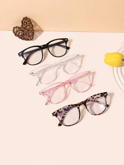 4pcs Set Anti-Blue Light Square Frame Acrylic Glasses For Teenagers (14-16 Years Old), Casual & Elegant Style, Suitable For Daily Reading, Going Out Outfit, Gift
