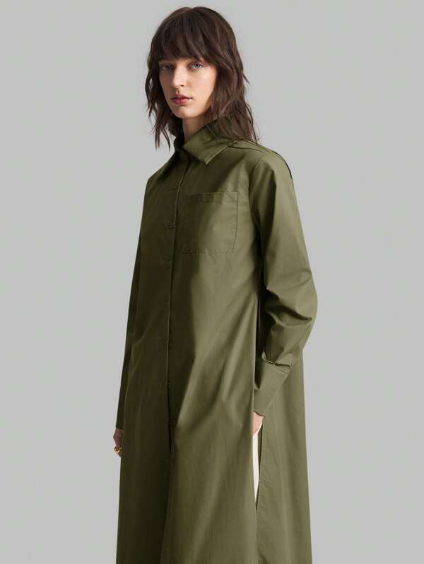 Ontre 2025 Autumn New Women's Casual Loose Vacation Matching Shirt, Blue Long Shirt, Women's Shirt, Women's Button-Up Shirt, Commuting, Summer Business etc