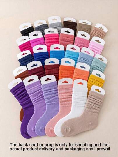 10 Pairs/Set Children's Casual Solid Color Socks, Girls' Candy-Colored Cute Pink Sweet Princess Style Socks, Versatile Four-Season Children's Socks,Random Colors