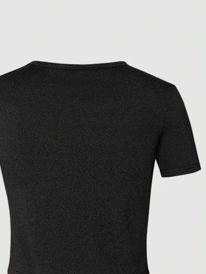 Women's Black Short Sleeve T-Shirt With English Letter & Star Print, Black Pants 2 Pieces Set, Mommy And Me Matching Outfits (Sold Separately)