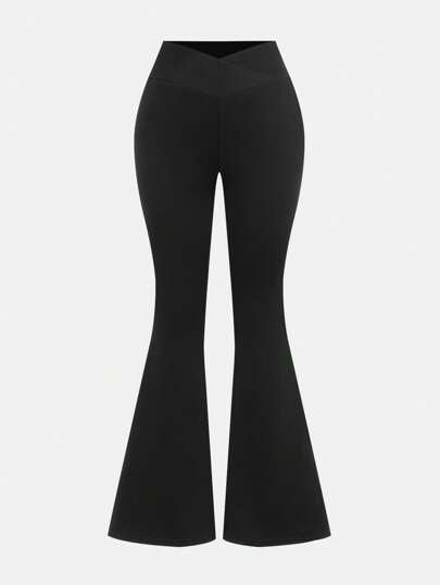 Tween Girls Flared Pants Leggings, Casual Daily Versatile Flare Leggings Black Flare Pants Bell Bottom Pants Flare Leg Pants