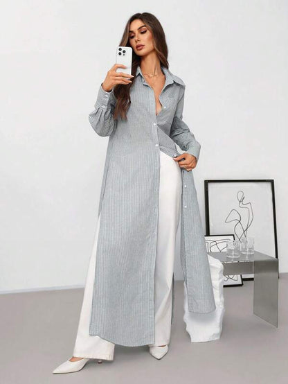 SHEIN Clasi Women's Autumn Versatile Shirt Collar Button-Down Loose Fit Vacation Style Casual Shirt,Pastel Dresses For Women