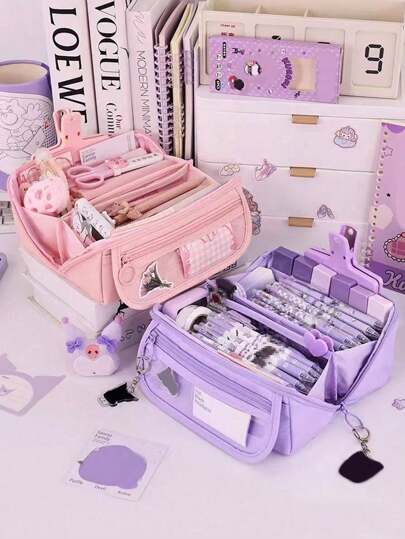 New Creative Large Capacity Learning Pencil Case With Multifunctional Desktop Organization And Storage Stationery Box For Boys And Girls To Study And Work, Portable Pencil Case For Learning, Gift Giving,