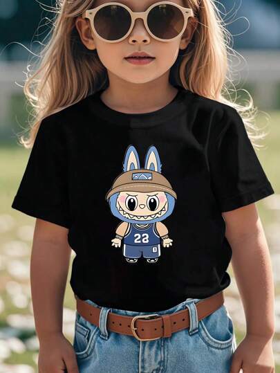 An Interesting Labab Print T-Shirt, 100% Breathable 180g Short-Sleeved Top, Machine Washable Casual Style, Suitable For All Seasons, Humorous And Youthful Shirt, A Fashionable T-Shirt For Boys And Girls