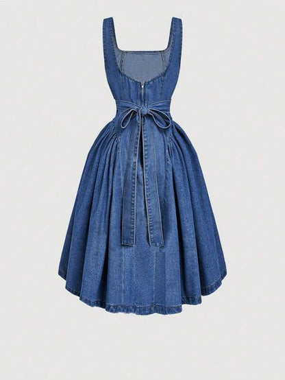 SHEIN MOD Women Sleeveless Denim Casual Dress, Summer