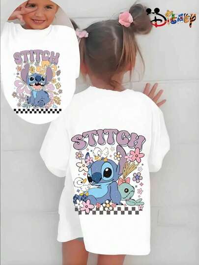 Disney (Double Sided Printing)  Good Friend   Cartoon Pattern T-Shirt - Comfortable And Casual Short Sleeve Round Neck T-Shirt - Summer Fashion Carefully Designed Pattern