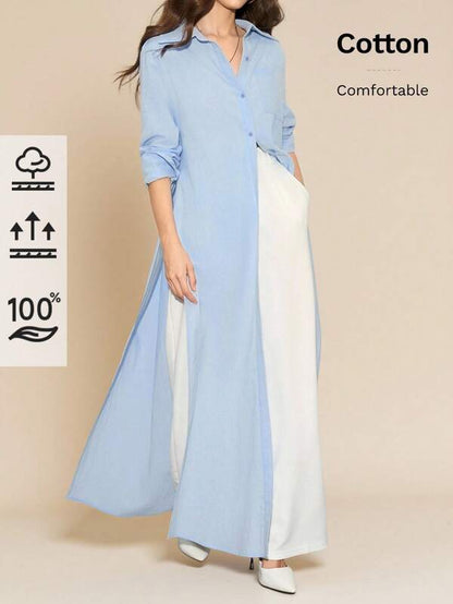 SHEIN Clasi Women's Autumn Versatile Shirt Collar Button-Down Loose Fit Vacation Style Casual Shirt,Pastel Dresses For Women