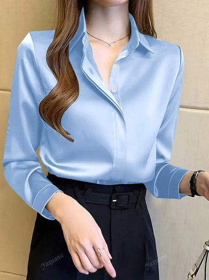 Women's Elegant Black Long Sleeve Blouse, Semi-Sheer Polyester Material With Button Details, Suitable For Spring/Summer/Autumn